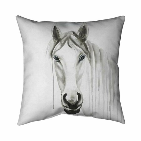 BEGIN HOME DECOR 26 x 26 in. Solitary White Horse-Double Sided Print Indoor Pillow 5541-2626-AN249